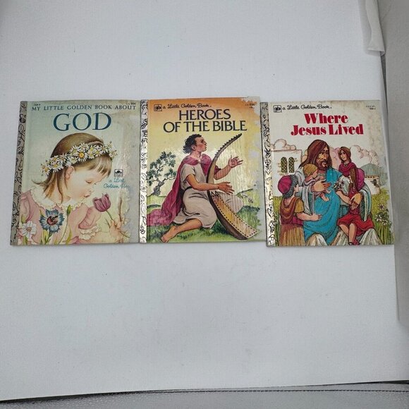 Lot of 9 Little Golden Books Bible Stories 1974–1986 Golden Press Acceptable - Picture 3 of 9